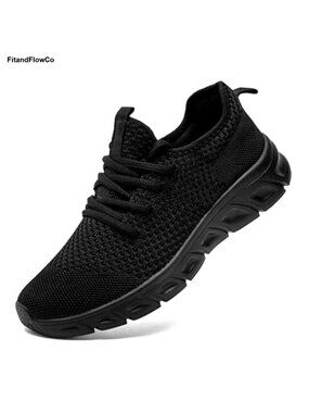 Breathable Mesh Running Shoes Lace-Up Non-Slip EVA Sole Athletic Sneakers